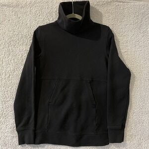 Lululemon Press Pause Turtleneck Sweatshirt Women 2 Black Pullover Kangaroo